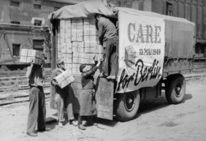 Post-war era
                                      in remaining Germany, Care parcels
                                      on a trailer