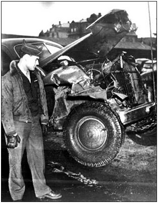 The accident damaged car of General Patton in
                  December 1945