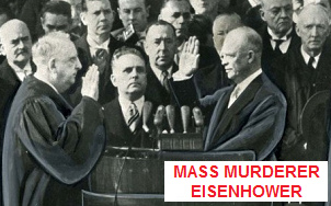 Mass murderer, war criminal and racist Eisenhower
                  at his oath of presidency for racist
                  "U.S.A." on January 20, 1953