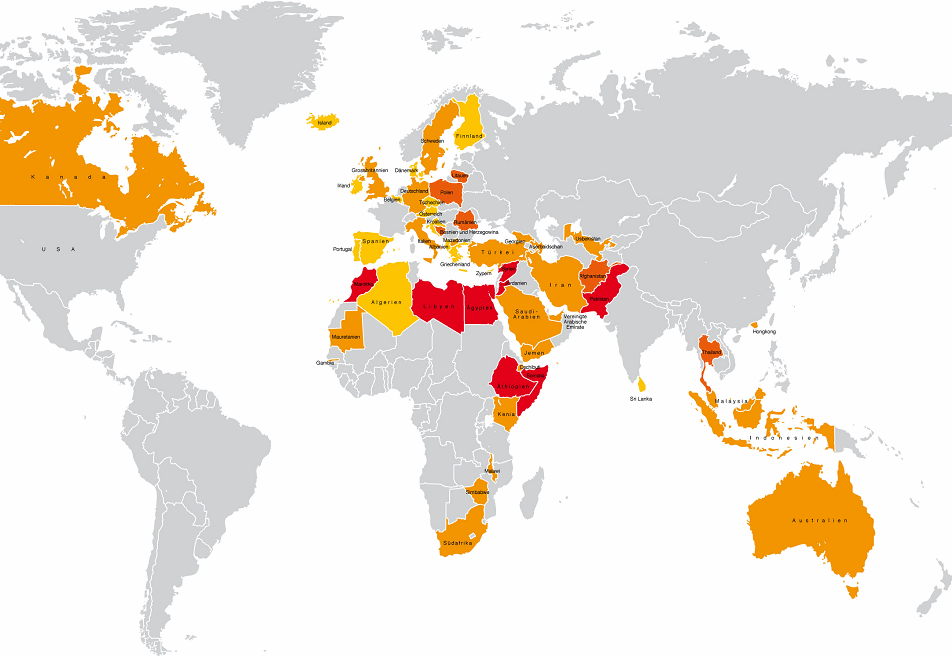 Weltkarte: Die Folterstaaten-Kollaboration                      mit den "USA" ab 2001