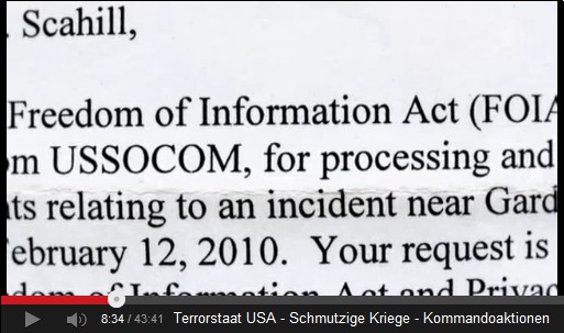 Das
                    Informationsrecht (Freedom of Information Act, FOIA)
                    gilt auch fr den Massenmord in Gardez vom 12.
                    Februar 2010