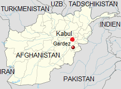 Karte 01:
                    Afghanistan mit Kabul und Gardez