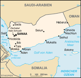 Karte 02:
                    Jemen mit Sanaa und Aden