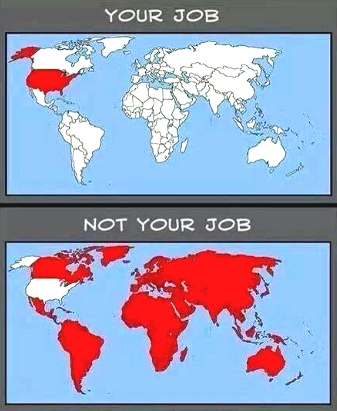 Weltkarte mit der Anweisung fr die
                      "US"-Regierung, wo ihr Bereich liegt und
                      wo nicht