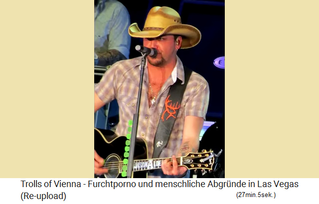 Snger und Pseudo-Christ Jason Aldean mit einem Symbol auf seinem Gitarrenriemen