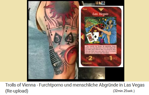 Der Snger hat die Spielkarten des Illuminaten-Kartenspiels als Tattoo auf seinem linken Arm