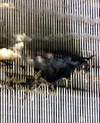 11 September 9:55 about: White smoke is pressed
                outwards of the WTC South Tower also by intact parts of
                the building front. And the whole is empty, no Boeing
                can be seen...