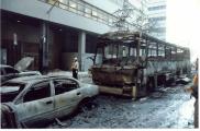 WTC street with burnt
                cars