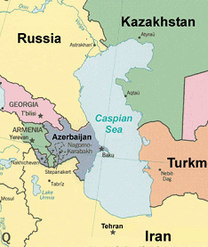 Caspian
                      Sea with new states since 1986, manipulated by the
                      CIA by the greed for oil.