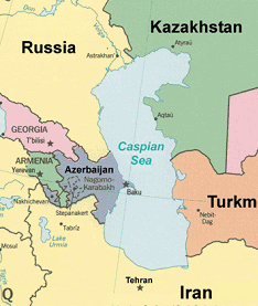 Kaspisches Meer mit den neuen Staaten ab
                          1986, von der CIA manipuliert, aus Gier auf
                          das l