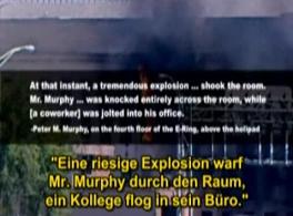 El testigo del Pentgono Dr. Murphy
                            dice que l fue botado por la ola explosiva
                            por su cuarto.