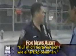 Un testigo de Fox News en uniforme
                            policial indica que la cada de la torre sur
                            fue una gran explosin.