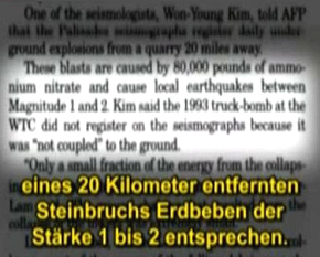 Kim indica que el terremoto provocado
                            por el WTC corresponde a una voladura con
                            80,000 medio kilos de explosivos de amonio
                            nitrato.