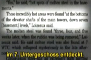 Informacin de Loizeaux sobre puntos
                            calurosos en el 7 piso del stano en el
                            suelo del elevador 4 semanas despus del
                            11/9/2001.