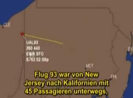 Mapa: camino supuesto del vuelo UA 93
                            en la direccin de Cleveland (CLE)