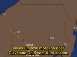 Mapa: camino supuesto del vuelo UA 93,
                            vuelta supuesta en Cleveland (CLE)