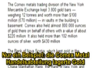 Depsitos de oro de Comex Metal en el
                            WTC el 11/09/2001, texto.