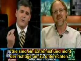 El reportero de Fox, John Hannity,
                            indica a Prof. Barrett: "Usted son un
                            extremista y no son la justa persona para
                            ensear."