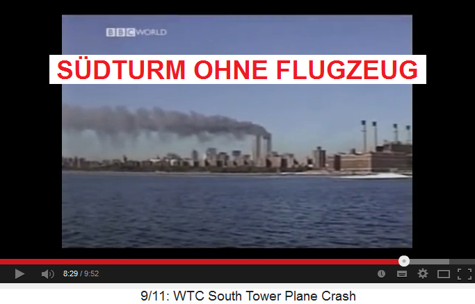 Der Sdturm des
                            WTC ist ohne Flugzeug, Film der BBC 01