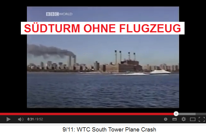 Der Sdturm des
                              WTC ist ohne Flugzeug, Film der BBC 02