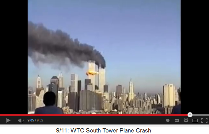 Der Sdturm des WTC mit der
                            Bombenexplosion