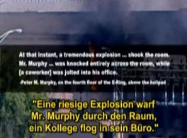 Pentagon witness Dr. Murphy indicates he
                        was thrown through his room by the explosion
                        shook wave.