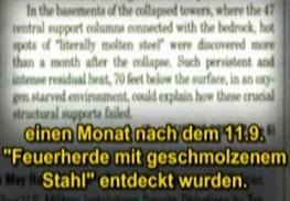 Loizeaux' report about central fires with
                        melted steel in the rubble mountains 4 weeks
                        after 11 September 2001