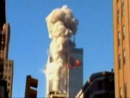 TV film: The hole in the WTC North Tower
                        remains without any Boeing. There is burning the
                        material of the tower, but there is no airplane
                        tail stuck in the tower.