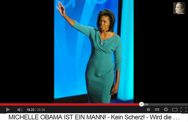 El vestido estrecho de
                      Michael Obama (alias "Michelle Obama")
                      muestra el pene