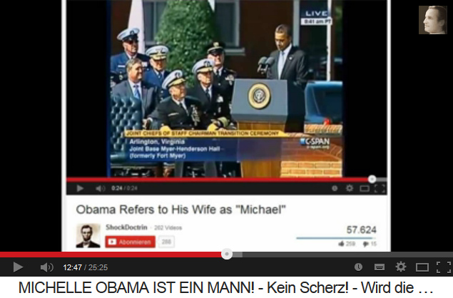 Barry Soetoro alias Barack
                      Obama spricht oft von "Michael" und
                      nicht von "Michelle" Obama