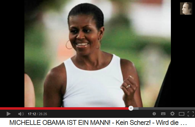 Portrait von Michael Obama
                      (alias "Michelle Obama") im Leibchen