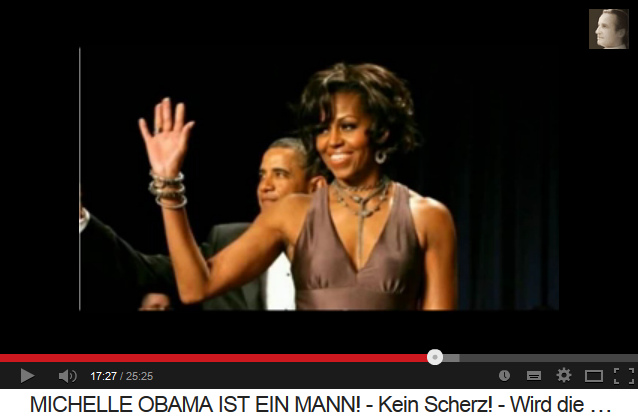 Michael Obama (alias
                      "Michelle Obama") versucht, vor der
                      Kamera immer die Schultern zu verdrehen, damit sie
                      schmaler erscheine