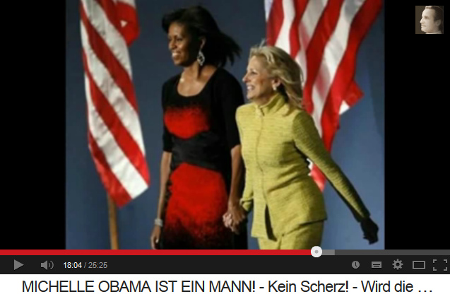 Michael Obama (alias
                      "Michelle Obama") neben einer echten
                      Frau, dieses Mal Hillary Clinton