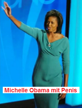 Das
                        enge Kleid von Michael Obama ("Michelle
                        Obama") zeigt seinen Penis