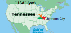 Karte mit Tennessee und
                Johnson City - map with Tennessee and Johnson City