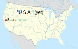 Karte der
                            "USA" mit Sacramento in
                            Kalifornien - map of "U.S.A." with
                            Sacramento in California