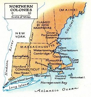 Map of 1700 apr.: New England colonies