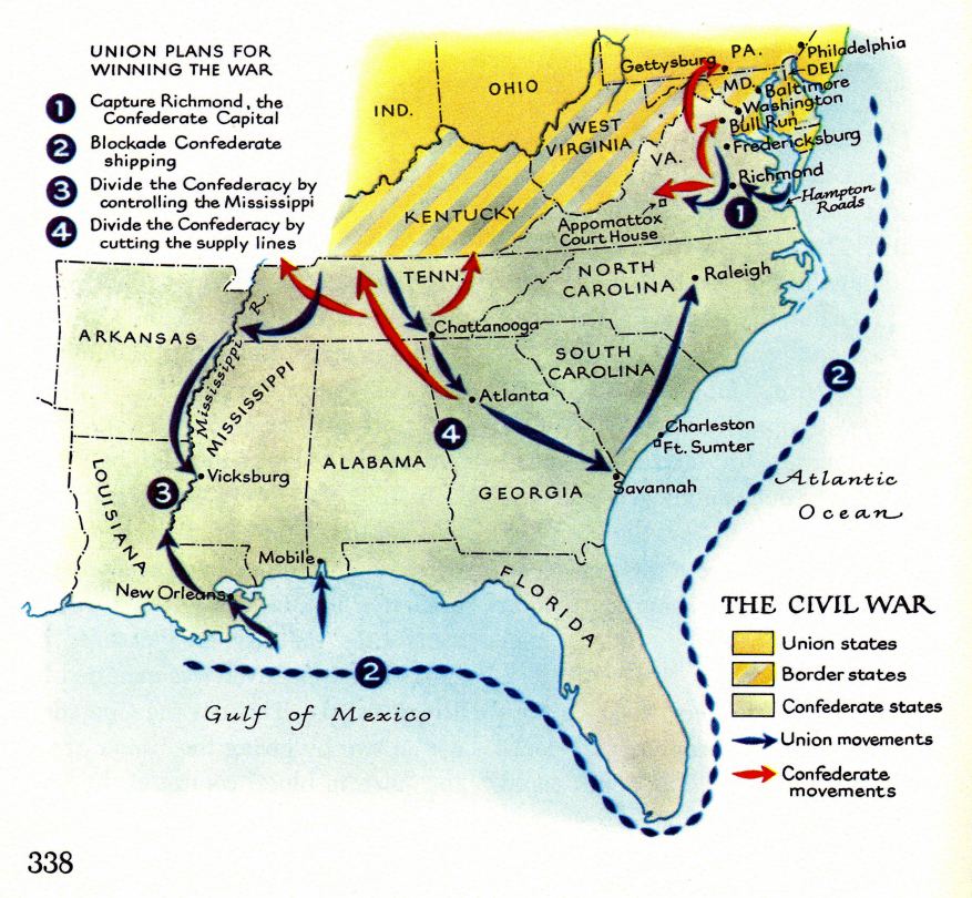"USA"
                                  1861-1865: civil war on native
                                  territory: map of the Eastern
                                  "U.S.A." 1861-1865