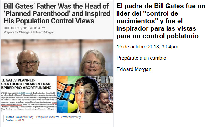 El padre de Bill Gates era para
                                    el control de la natalidad y
                                    aparentemente adoctrinó a su hijo
                                    para el control de la natalidad -
                                    artículo del 15 de octubre de 2018