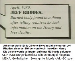 April 1989: Clintons Kokain-Mafia ermordet den Mitwisser Jeff Rhodes