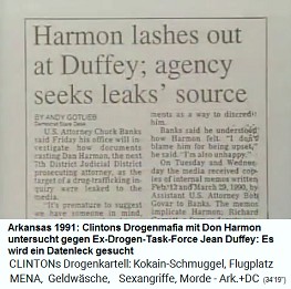 Arkansas, Artikel: Clintons Drogenmafia mit Don Harmon untersucht gegen Ex-Drogen-Task-Force Jean Duffey: Es wird ein Datenleck gesucht