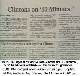 Die Show der Kokain-Clintons als
                              friedliches Ehepaar bei 60 Minuten