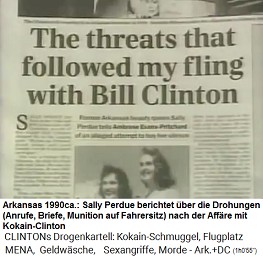 Artikel: Sally Perdue
                          berichtet ber Drohungen nach der Affre mit
                          dem Kokain-Clinton