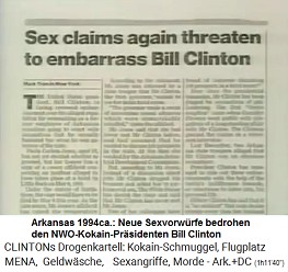 Artikel: Neue Sexvorwrfe bedrohen den
                          Ekel-NWO-Kokain-Prsidenten Bill Clinton