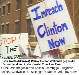 Little Rock
                                  (Arkansas): Demonstration gegen die
                                  Schredderaktion in der Kanzlei Rose
                                  Law Firm 1993-1994