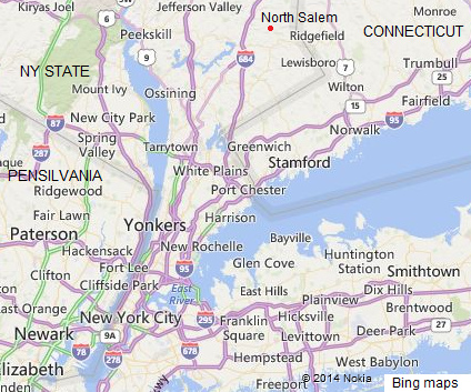 Karte mit New York und North Salem im
                Bundesstaat New York