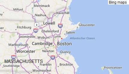 Karte mit
                Boston und Lynn in Massachusetts