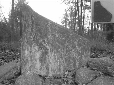 Das "amerikanische
                Stonehenge" in North Salem in New Hampshire 02: Der
                Stein der Sommersonnenwende