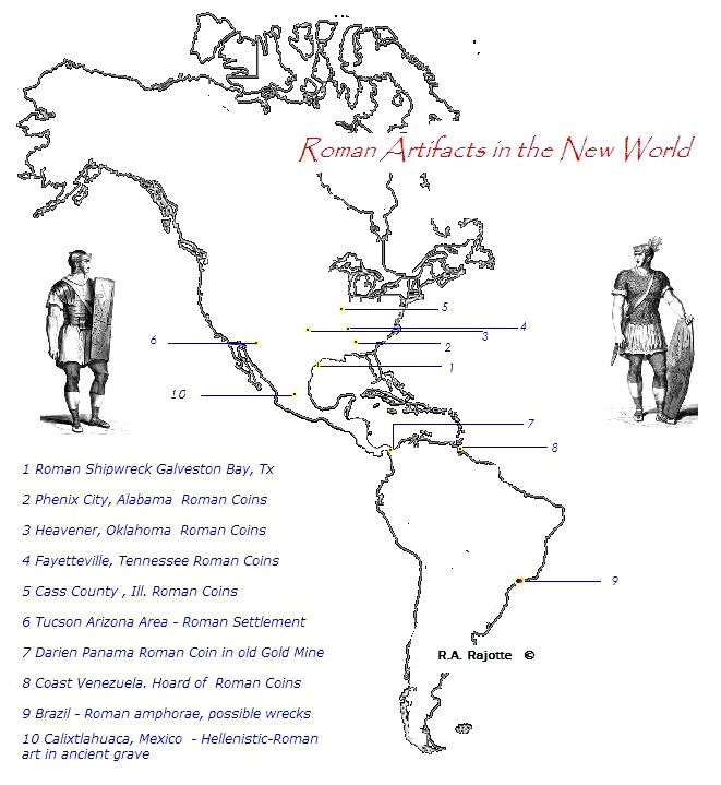 Karte von
                        "Amerika" mit rmischen Funden