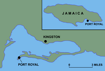 Jamaica mit
                Port Royal, Karte